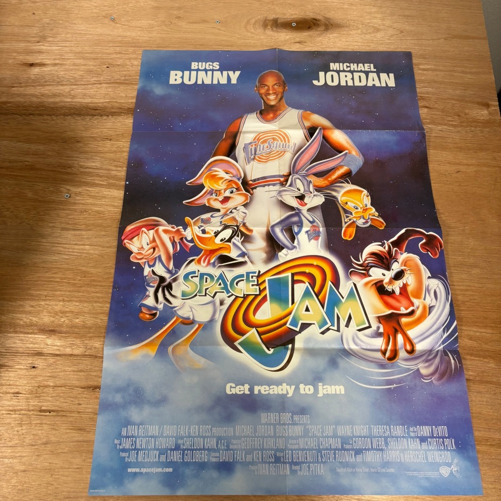 Vintage 1996 Space Jam Movie Poster Michael Jordan Bugs Bunny Looney Tunes 20x28